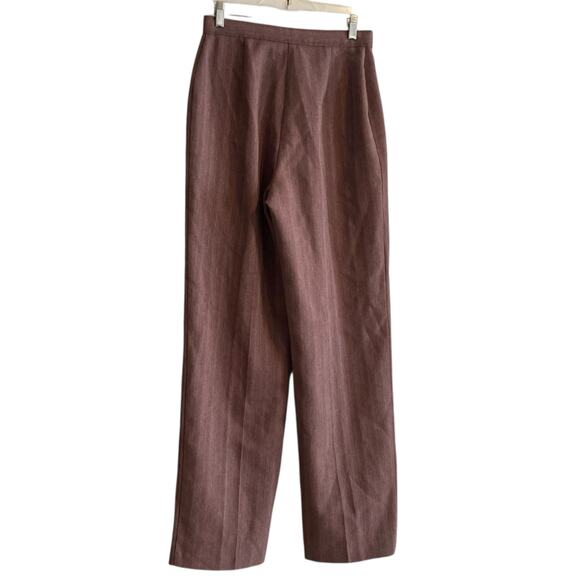 Vintage Womens Dress Pants Sz 28 Cherry Herringbone Wide Leg 1970s Pleated Masc - Picture 15 of 16